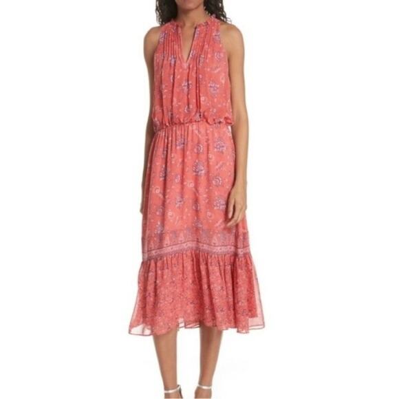 Joie Chara Dress 100% Silk  Boho Sleeveless Midi Pink Floral Size Small - Picture 1 of 12